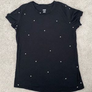 Pink Victoria Secret White Star Black Short Sleeve Size Medium